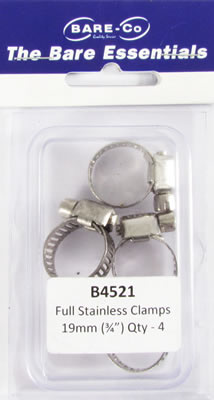 Bare-Co B4521- Full Stainless Clamps: 19 Mm (