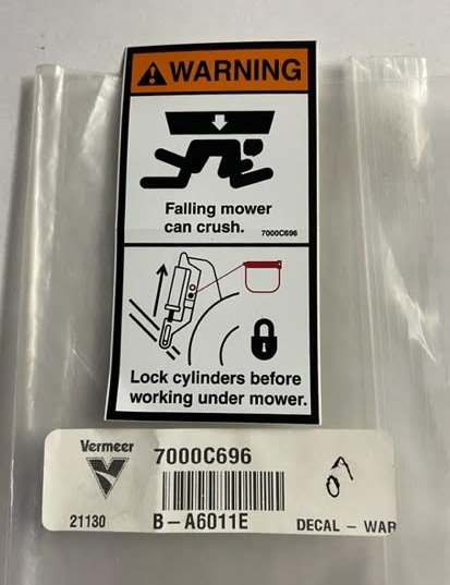 Vermeer 7000C696- Decal Warning Lock Valves
