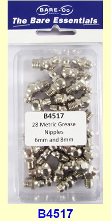 Bare-Co B4517- Grease Nipples Metric 6 mm & 8 mm - 28 Pack