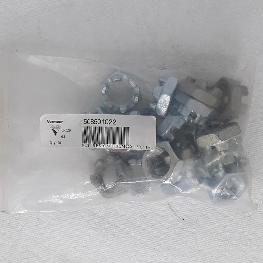 Vermeer 508501022- Castle Hex Nut M22 x 1.50 CL8